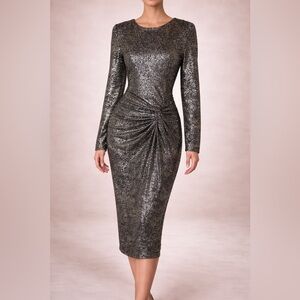 Elegant Long Sleeve Metallic Dress